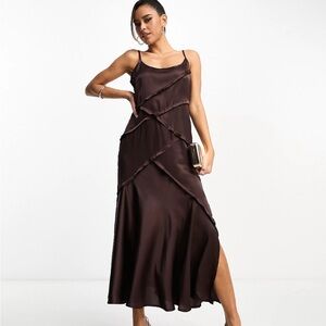 ASOS DESIGN satin midi slip dress